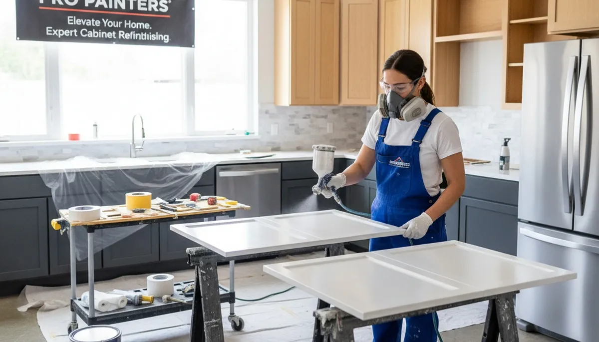 Professional cabinet painting in Tacoma WA kitchen with durable, moisture-resistant finish