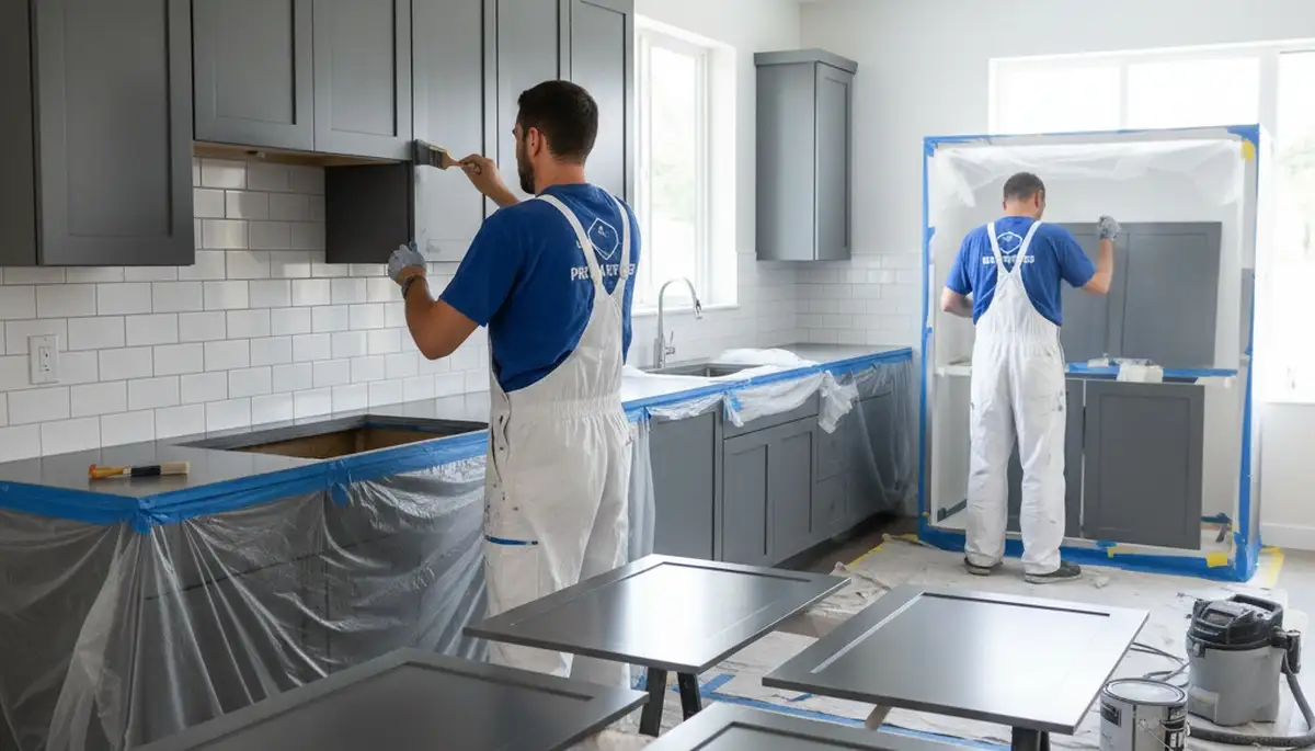 Professional cabinet painting in Tacoma, WA kitchen with smooth, durable finish by expert painters