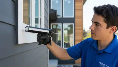 Professional caulking and sealing on Tacoma WA home exterior for waterproof protection