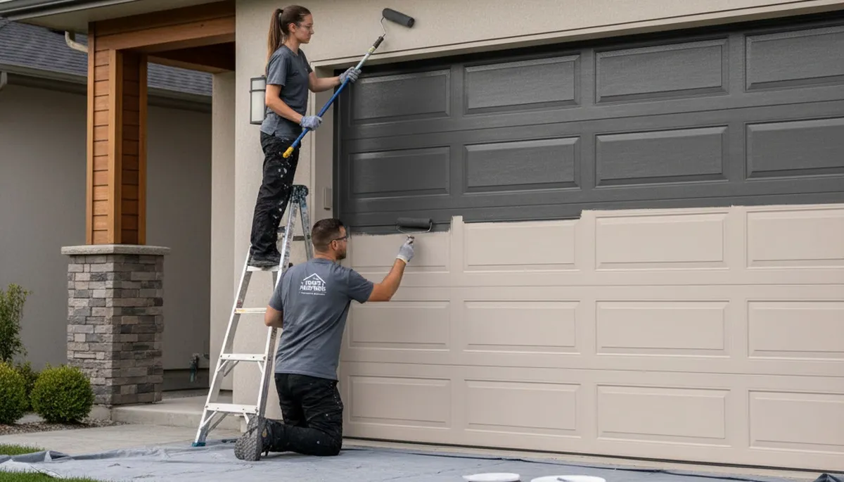 Professional garage door painting in Tacoma WA by expert house painters for lasting curb appeal