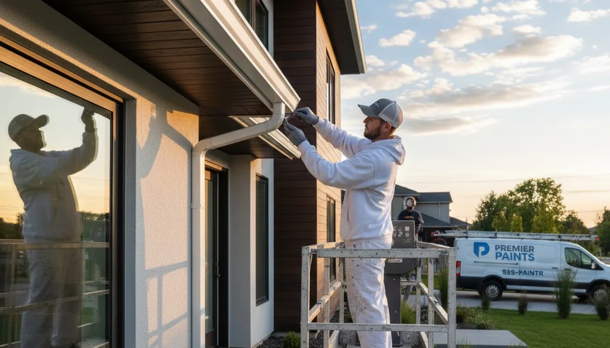 Professional gutter painting on a Tacoma, WA home by expert house painters using durable finishes