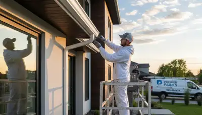 Professional gutter painting on a Tacoma, WA home by expert house painters using durable finishes