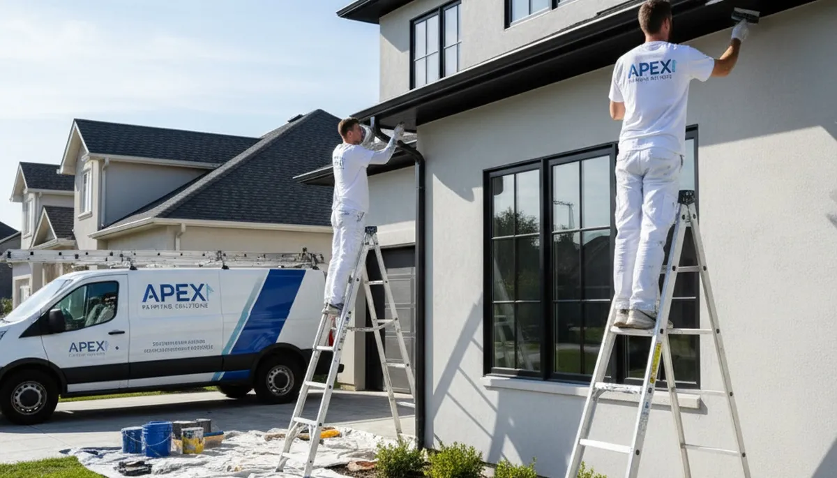 Professional gutter painting on a Tacoma WA home by expert house painters for rain-ready protection