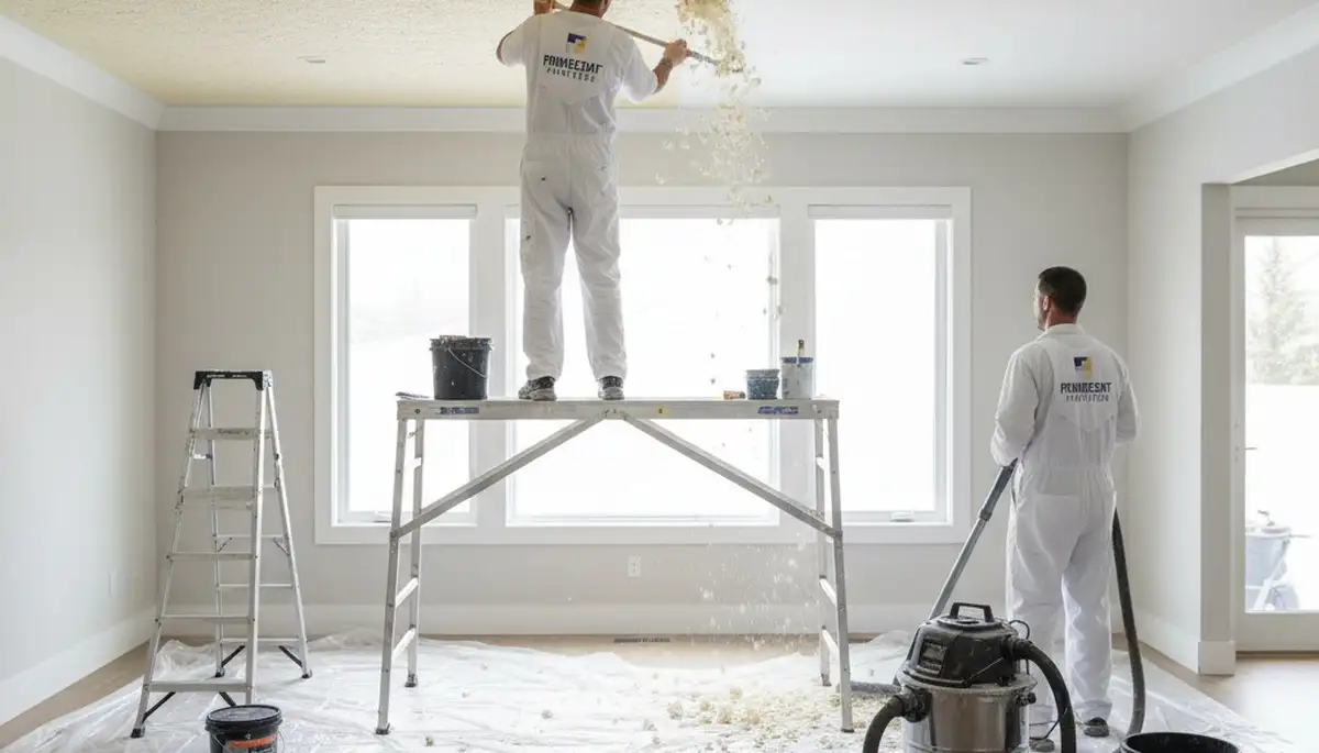 Professional popcorn ceiling removal service in Tacoma WA home by expert painters