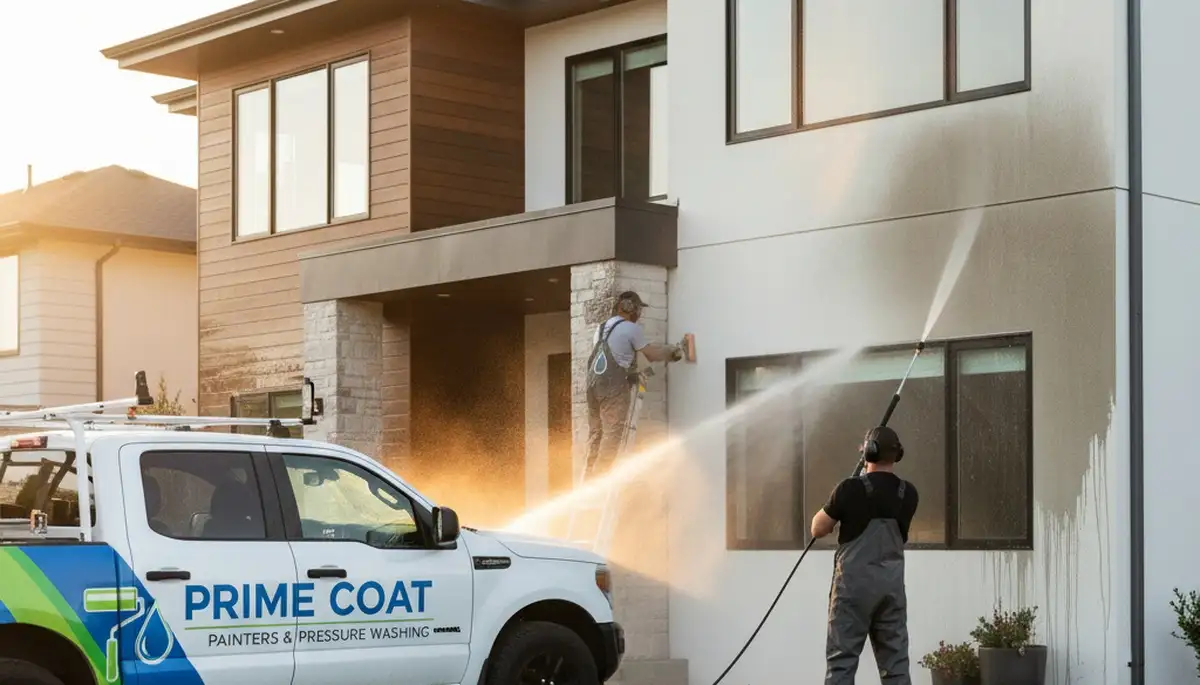 Professional pressure cleaning restoring Tacoma WA home siding and driveway surfaces