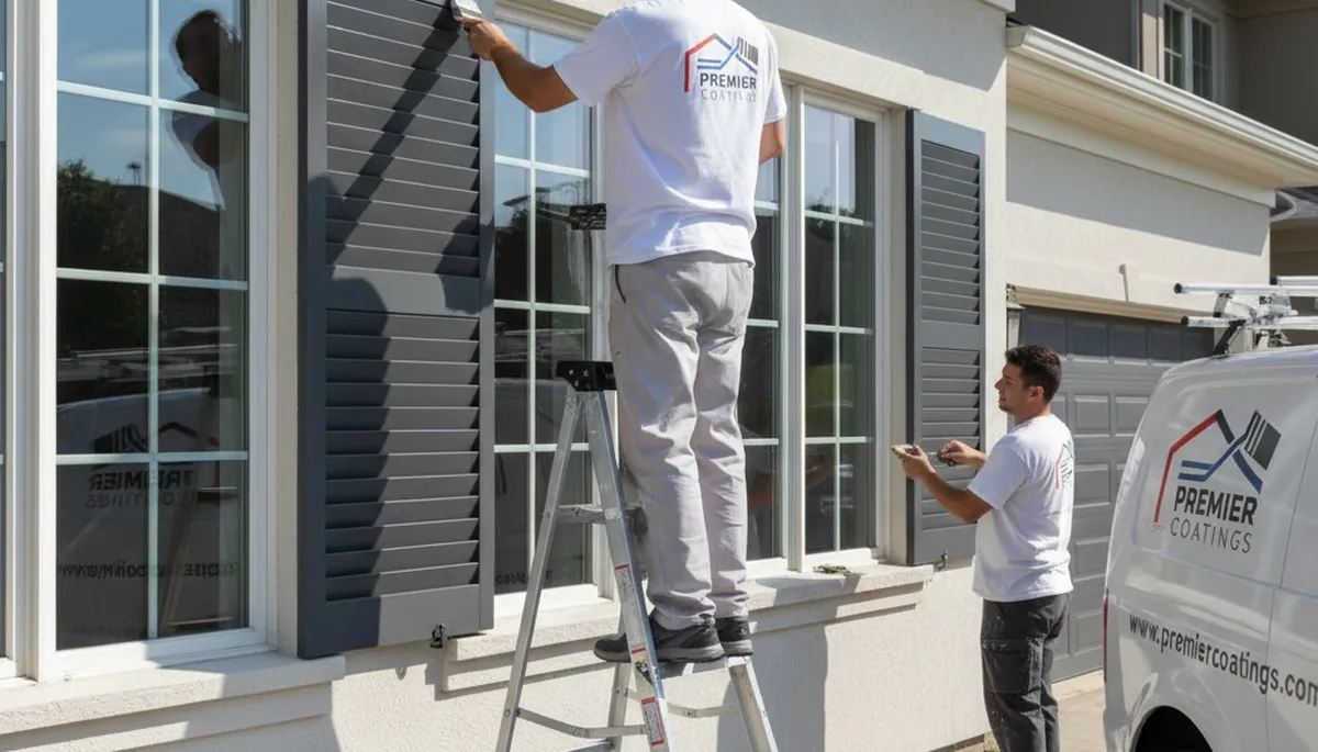Professional shutter painting and refinishing on a Tacoma, WA home exterior for lasting curb appeal