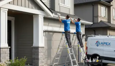 Professional trim and fascia painting on a Tacoma WA home by expert house painters