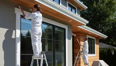 Professional trim and fascia painting on Tacoma WA home exterior by expert house painters