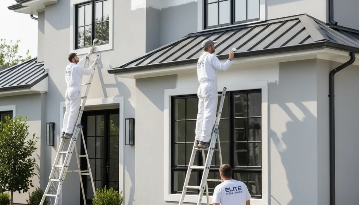 Professional trim and fascia painting on Tacoma WA home exterior by expert house painters